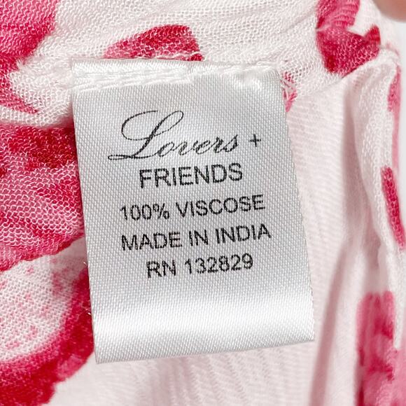 Lovers & Friends Amity Floral Maxi Dress‎ Ruffle One Shoulder White Red Sz XS - Picture 7 of 9